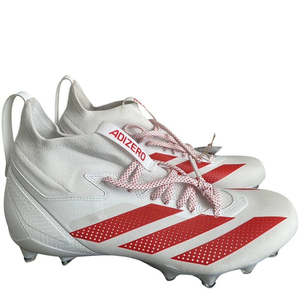 Adidas Adizero Impact+ American Football Cleats White Red JQ6526 Mens 13 NEW